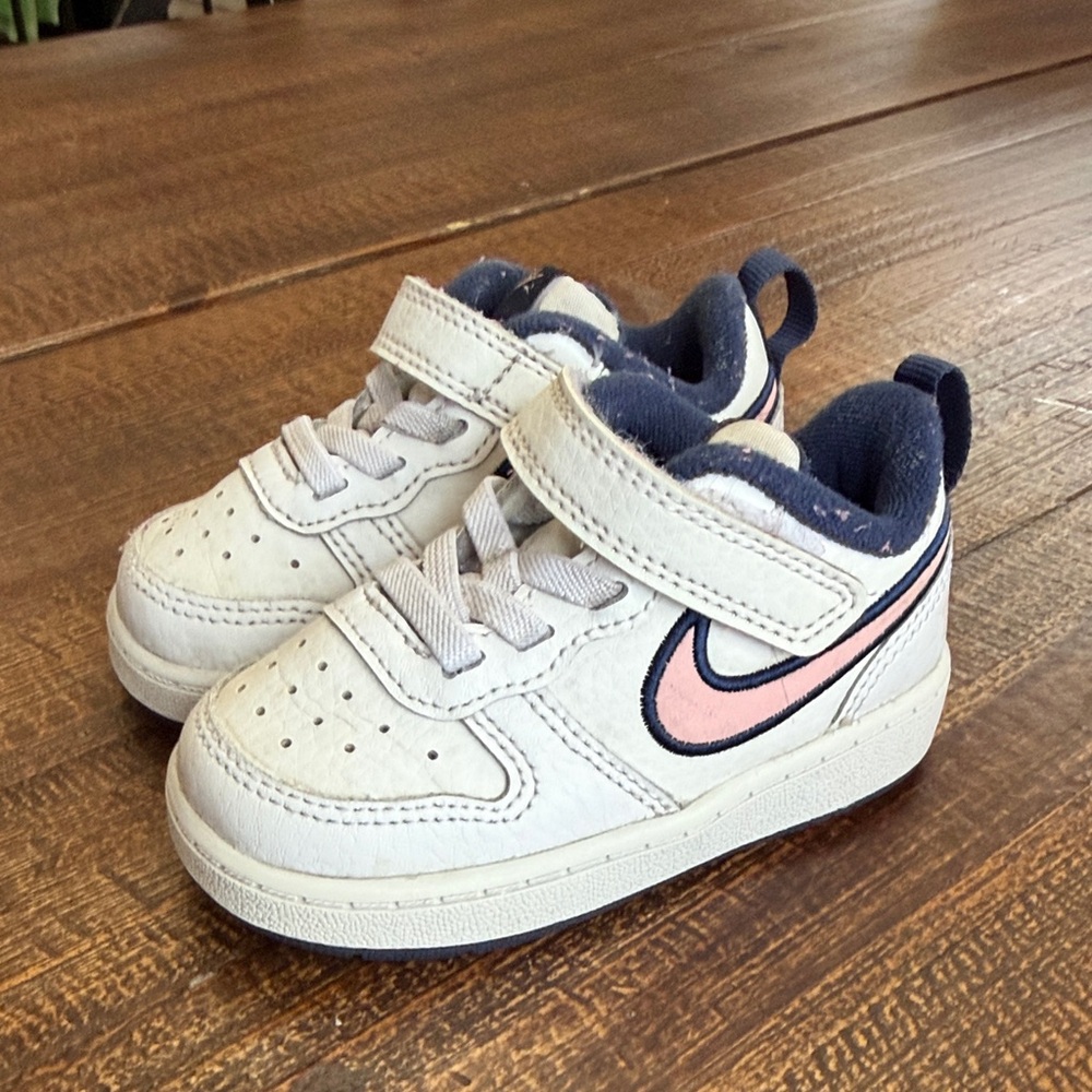 Nike Kids White and Pink Velcro Sneakers
